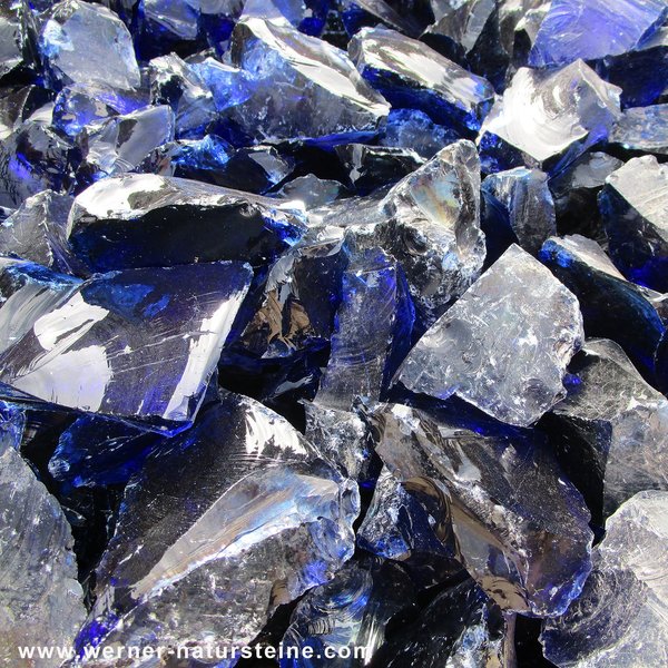 Glasbrocken Gabionensteine kobaltblau