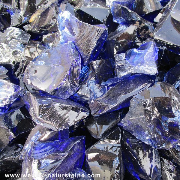 Glasbrocken Gabionensteine kobaltblau